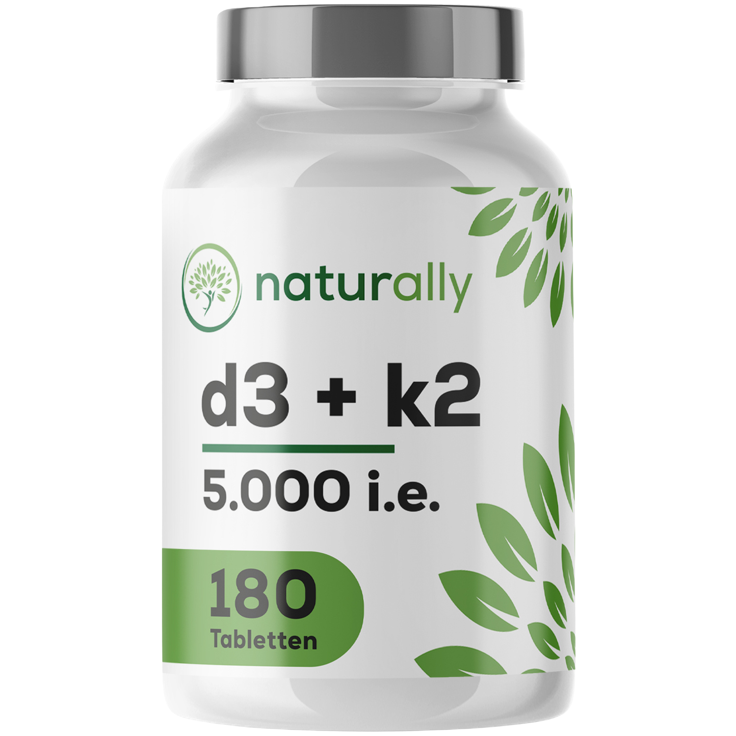 naturally Vitamin D3 + K2 MK-7 5000 IE + 75 µg – vegane Tabletten Made in Germany