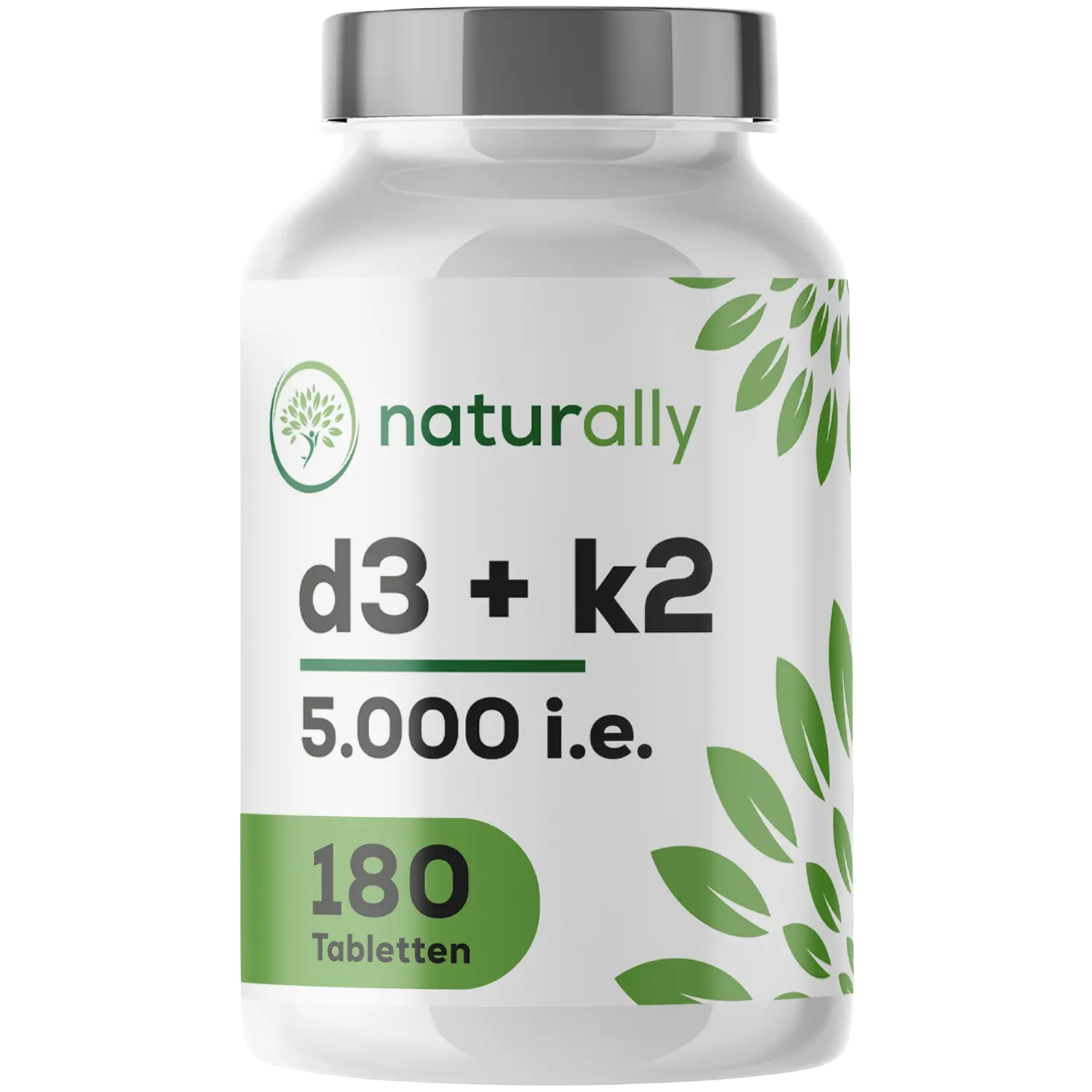 naturally Vitamin D3 + K2 MK-7 5000 IE + 75 µg – vegane Tabletten Made in Germany