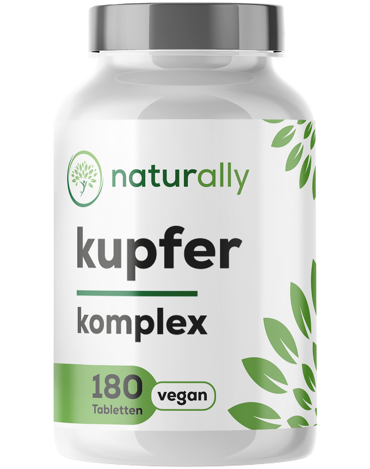 naturally Kupfer Komplex 2 mg Tabletten – veganer 3-fach Kupferkomplex aus Bisglycinat, Gluconat & Citrat, Made in Germany