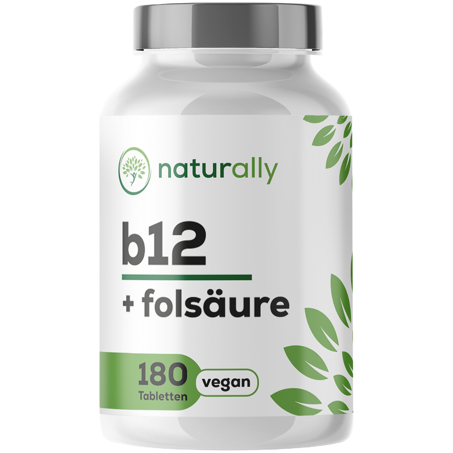 naturally Vitamin B12 & Folsäure Tabletten Dose Vorderansicht