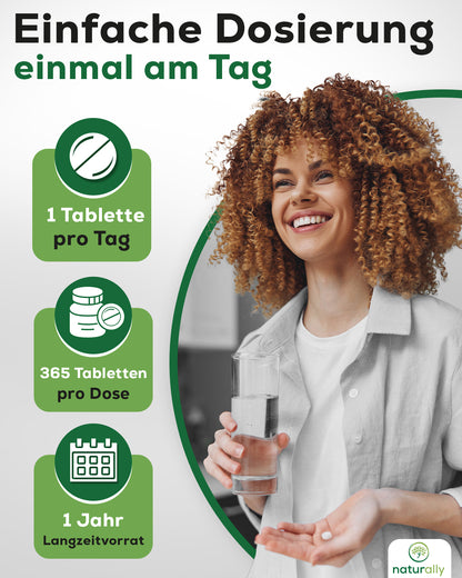 Verzehrempfehlung - 1 vegane Tablette pro Tag Langzeitvorrat