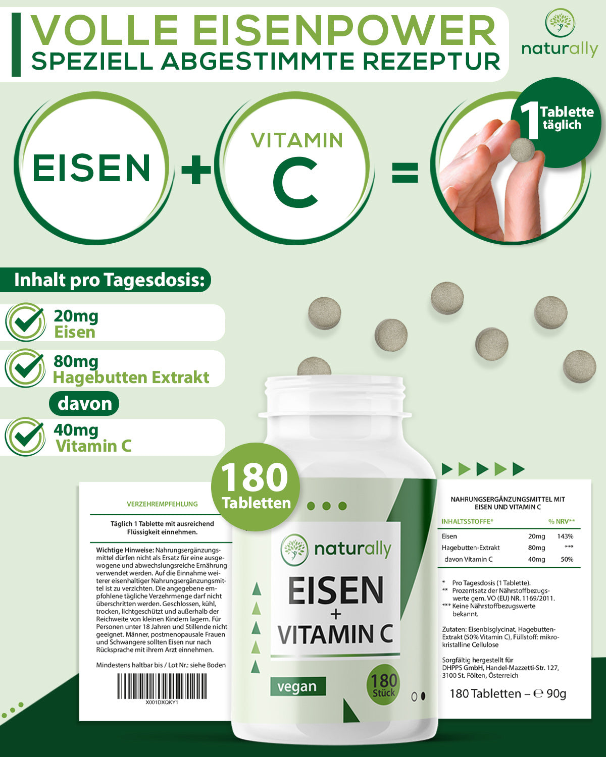 Eisen + Vitamin C - 20 mg Tabletten