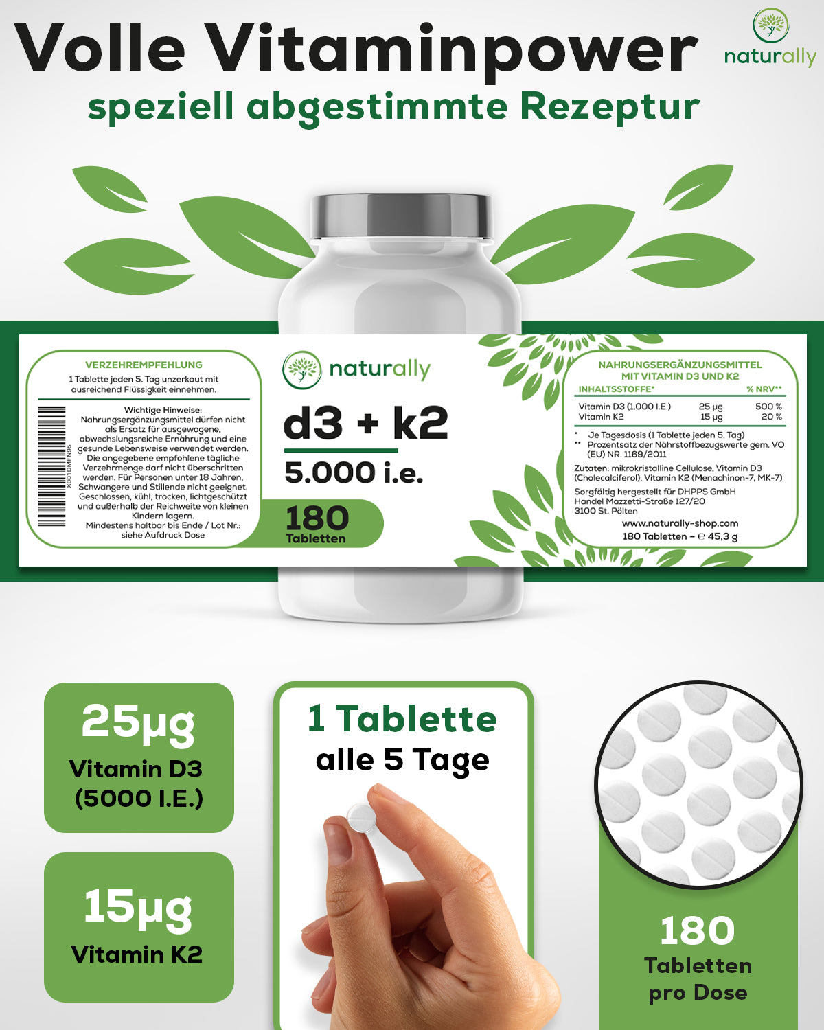 Vitamin D3 + K2 MK-7 | 5000 IE + 75 µg