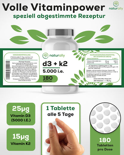Vitamin D3 + K2 MK-7 | 5000 IE + 75 µg