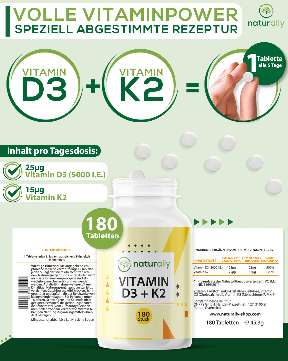 Vitamin D3 + K2 MK-7 | 5000 IE + 75 µg