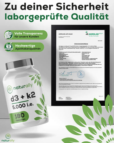 Made in Germany – laborgeprüfte Qualität naturally Vitamin D3 K2
