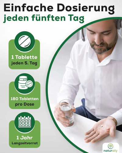 Tagesdosis hochdosiert Vitamin D3 + K2 eine vegane Tablette alle 5 Tage, Jahresvorrat