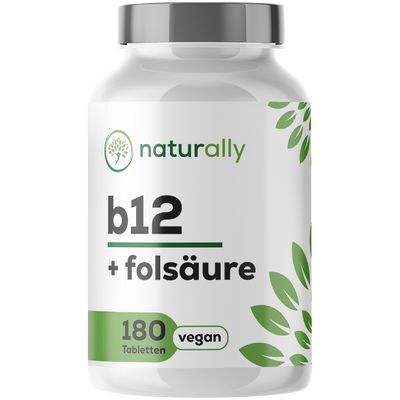 naturally Vitamin B12 & Folsäure Tabletten Dose Vorderansicht