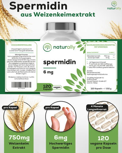 naturally Spermidin 6mg Inhaltsstoffe 750mg Weizenkeimextrakt
