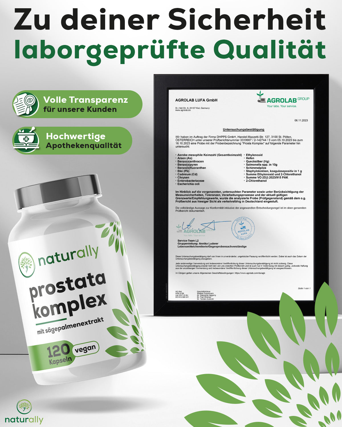 BIld Laborbefund, frei von Zusatzstoffen, Hochwertige Apothekenqualität, Volle Transparenz für unsere Kunden