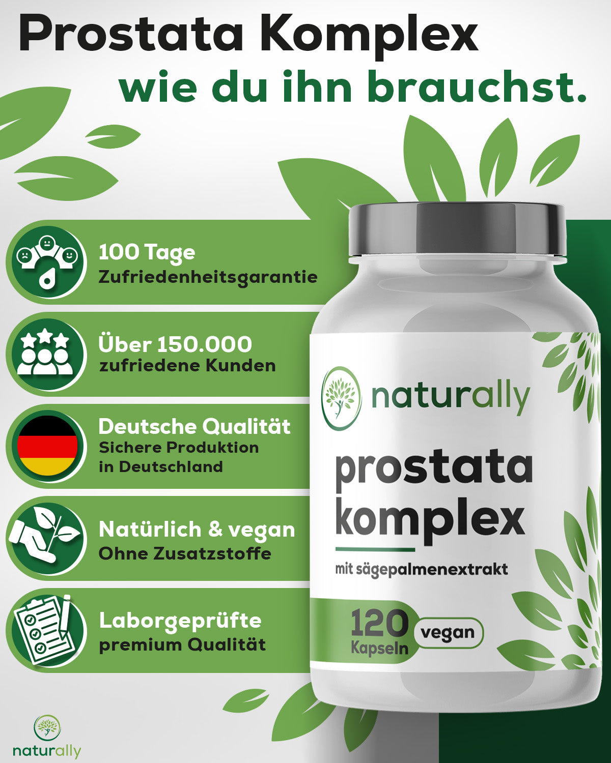 Bild naturally Marke:
Zufriedenheitsgarantie mit 150.000 zufriedenen Kunden, Deutsche Qualität, natürlich und vegan