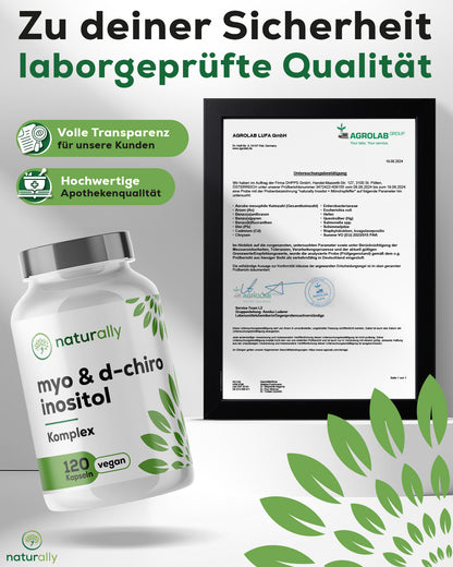 Laborbefund - Hochwertige Apothekenqualität naturally Inositol-Komplex mit Folsäure, volle Transparenz