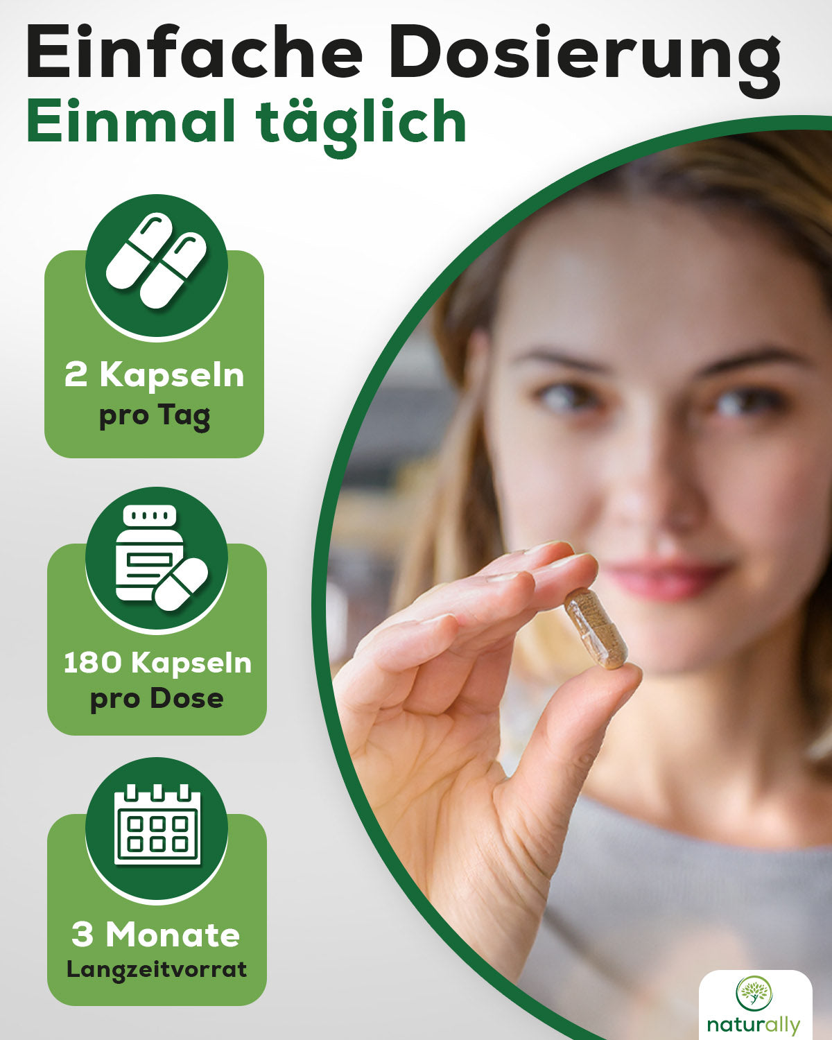 Bild junge Frau nicht naturally Lungenkraut Komplex, 2 Kapseln täglich, 3 Monate Langzeitvorrat