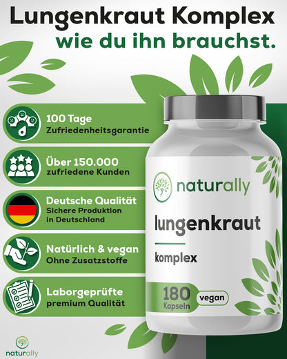naturally Lungenkraut Qualität und Zufriedenheitsversprechen. Natürliche Inhaltsstoffe, Laborgeprüfte Qualität