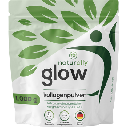 naturally glow Kollagen Pulver 1kg Beutel Vorderseite